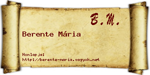 Berente Mária névjegykártya